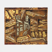 SAXOPHONE - WANNEER WOORDEN FAIL MUSIC SPREKS Saxo Fleece Deken (Voorkant (Horizontaal))