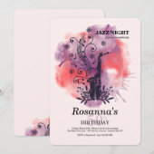 Saxophone Waterverf Birthday Party Kaart (Voorkant / Achterkant)