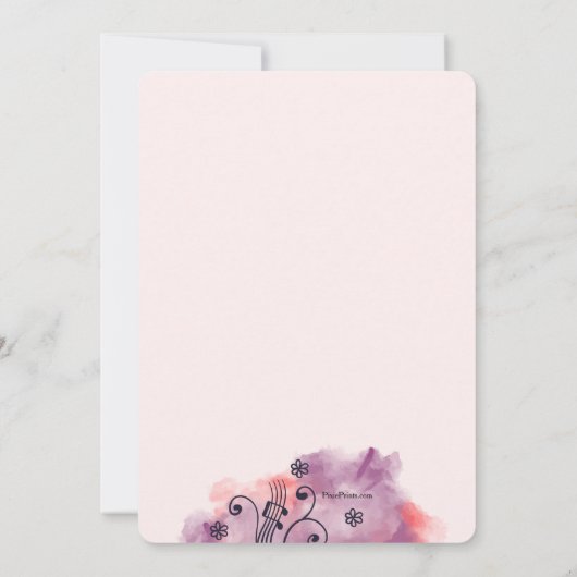 Saxophone Waterverf Birthday Party Kaart (Achterkant)