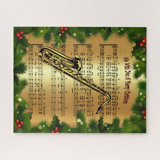 Saxophone ~ "Wij wensen u een prettig kerstfeest" Legpuzzel (Horizontaal)