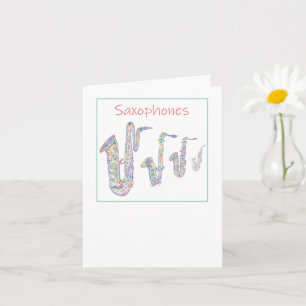 Saxophones Jazz Line Folded Wenskaart Kaart