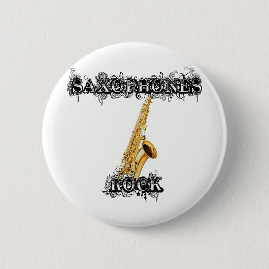 Saxophones Rock Ronde Button 5,7 Cm (Voorkant)