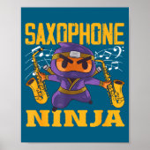 Saxophonist Ninja Saxophone Smile Poster (Voorkant)