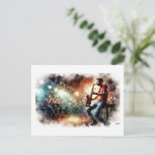 Saxophonist Performing in Cafe,  Briefkaart (Staand voorkant)