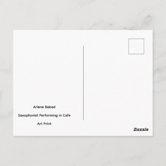 Saxophonist Performing in Cafe,  Briefkaart (Achterkant)