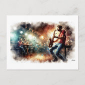 Saxophonist Performing in Cafe, Briefkaart (Voorkant)