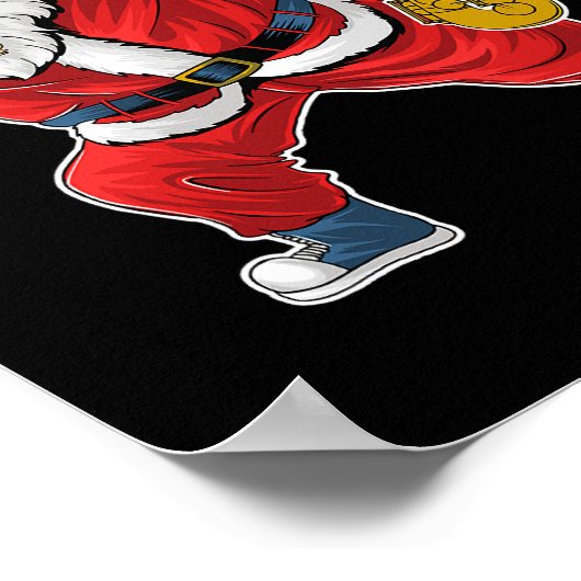 Saxophonist Santa Claus Saxophone Jazz en Blues M Poster (Hoek)