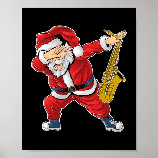 Saxophonist Santa Claus Saxophone Jazz en Blues M Poster (Voorkant)