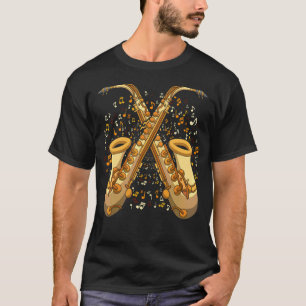 Saxophonistische Muzieknoten Jazz Musician Instrum T-shirt