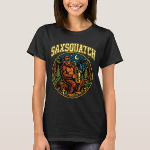 Saxsquatch Bigfoot Saxofoon Speler Jazz Muziek Geh T-shirt