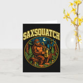 Saxsquatch Bigfoot Saxophone Player Jazz Music Hum Kaart (Gele Bloem)