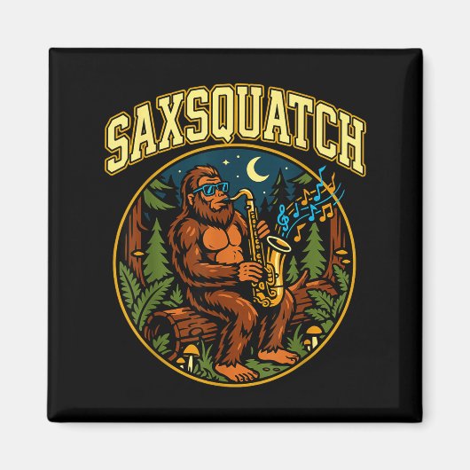Saxsquatch Bigfoot Saxophone Player Jazz Music Hum Magneet (Voorkant)