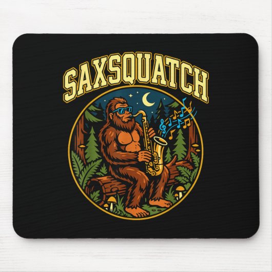 Saxsquatch Bigfoot Saxophone Player Jazz Music Hum Muismat (Voorkant)
