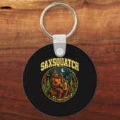 Saxsquatch Bigfoot Saxophone Player Jazz Music Hum Sleutelhanger (Voorkant)