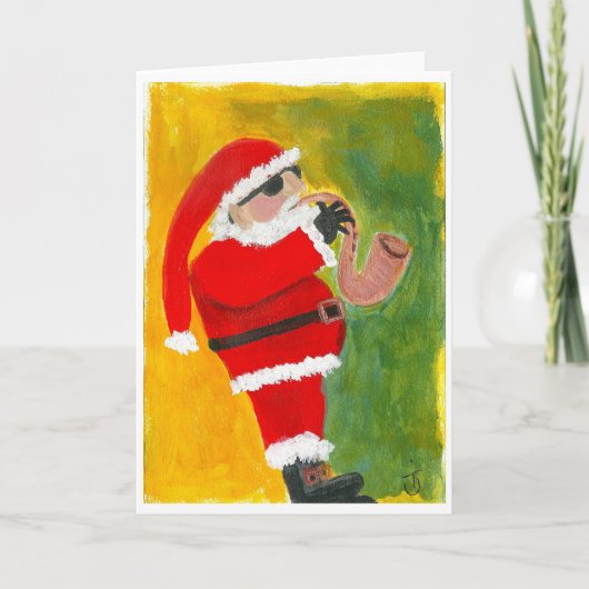 Saxy Santa Feestdagen Kaart (Voorkant)