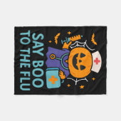 Say Boo To The Flu Nurse Halloween Vaccine Pumpkin Fleece Deken (Voorkant (Horizontaal))