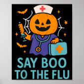 Say Boo To The Flu Nurse Halloween Vaccine Pumpkin Poster (Voorkant)