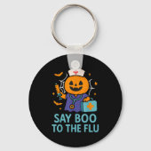 Say Boo To The Flu Nurse Halloween Vaccine Pumpkin Sleutelhanger (Voorkant)