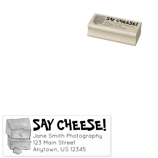 SAY CHEESE Cheddar Wedge Fotografe Adres Rubberstempel (Gestempeld)