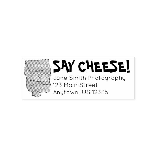 SAY CHEESE Cheddar Wedge Fotografe Adres Rubberstempel (Afrduk)