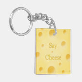 "Say Cheese" Mooie Gele Kaasplak Aangepaste Sleutelhanger (Voorkant Links)