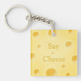 "Say Cheese" Mooie Gele Kaasplak Aangepaste Sleutelhanger