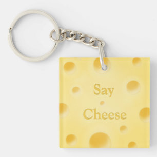 "Say Cheese" Mooie Gele Kaasplak Aangepaste Sleutelhanger