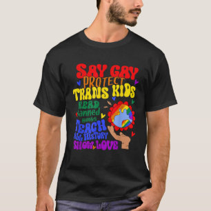 Say Gay Bescherm Trans Kinder Lees verboden boeken T-shirt