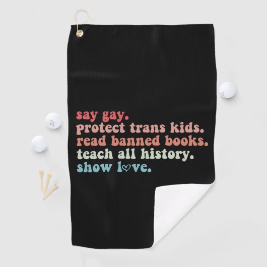 Say Gay Protect Trans Kinder Lees verboden boeken  Golfhanddoek (Insitu)