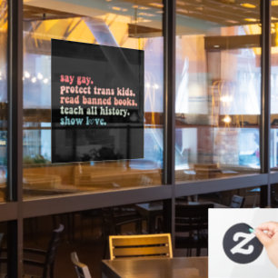 Say Gay Protect Trans Kinder Lees verboden boeken  Raamsticker
