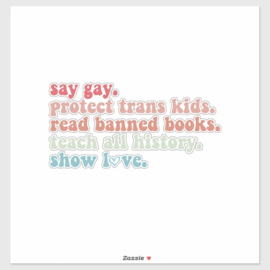 Say Gay Protect Trans Kinder Lees verboden boeken Sticker (Vel)