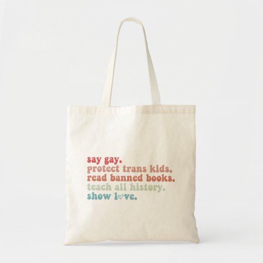 Say Gay Protect Trans Kinder Lees verboden boeken  Tote Bag (Voorkant)