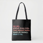 Say Gay Protect Trans Kinder Lees verboden boeken  Tote Bag (Voorkant)