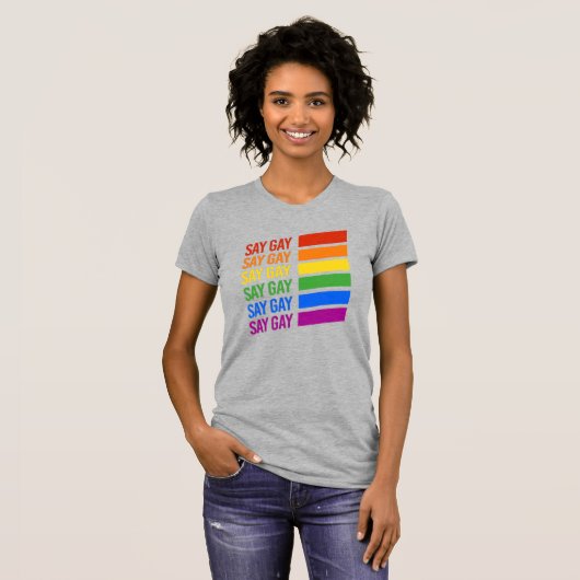 Say Gay Rainbow T-shirt (Voorkant volledig)