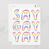 SAY GAY YAY Colorful Rainbow Briefkaart (Voorkant / Achterkant)