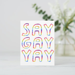 SAY GAY YAY Colorful Rainbow Briefkaart