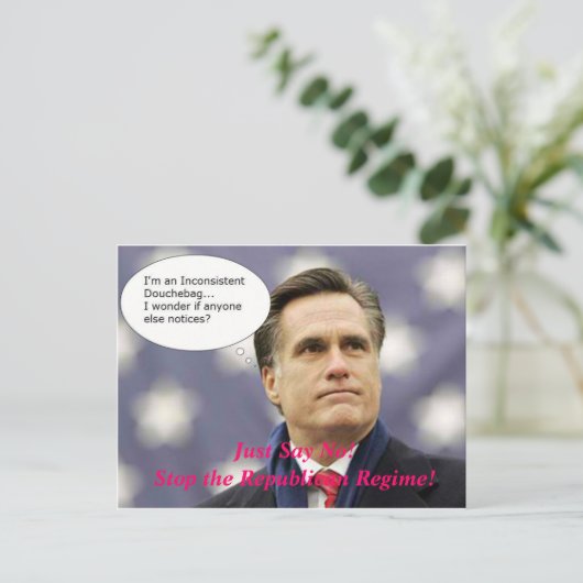 Say No Romney 2012 - And No to the GOP Regime! Briefkaart (Staand voorkant)