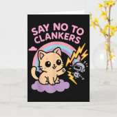 Say No To Clankers Anti Ai Robots Cute Kitten Rain Kaart (Gele Bloem)