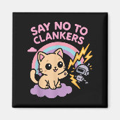 Say No To Clankers Anti Ai Robots Cute Kitten Rain Magneet (Voorkant)