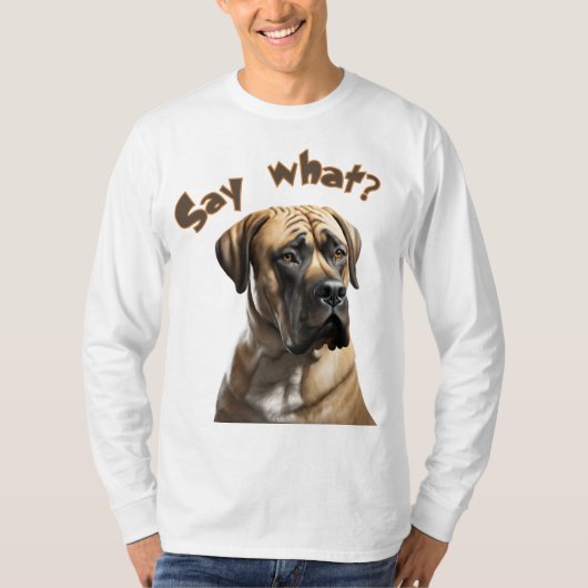 "Say What?" Boerboel Portret T-shirt (Voorkant)