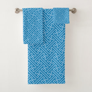 Sayagata patroon, Japans, Blauw en Baby Blauw Bad Handdoek
