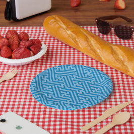 Sayagata patroon, Japans, Blauw en Baby Blauw Papieren Bordje