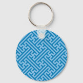 Sayagata patroon, Japans, Blauw en Baby Blauw Sleutelhanger (Voorkant)