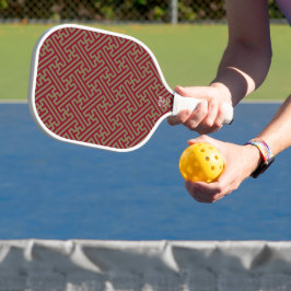 Sayagata patroon, Japans, Bourgogne en Goud Pickleball Paddle