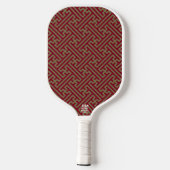Sayagata patroon, Japans, Bourgogne en Goud Pickleball Paddle (Achterkant)