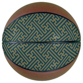 Sayagata patroon, Japans, Goud en Marine Blauw Basketbal