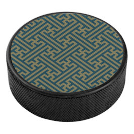 Sayagata patroon, Japans, Goud en Marine Blauw Hockey Puck
