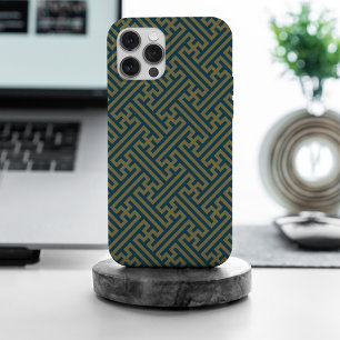 Sayagata patroon, Japans, Goud en Marine Blauw iPhone 15 Pro Max Case