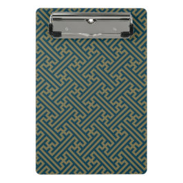 Sayagata patroon, Japans, Goud en Marine Blauw Mini Klembord