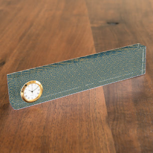 Sayagata patroon, Japans, Goud en Marine Blauw Naambordje